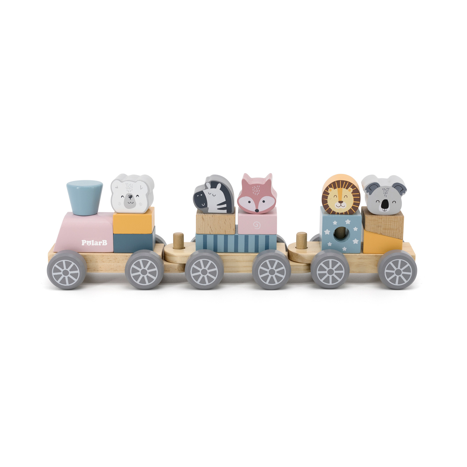 ДРВЕНА ИГРАЧКА ВОЗ СО ФИГУРИ STACKING TRAIN POLARB
